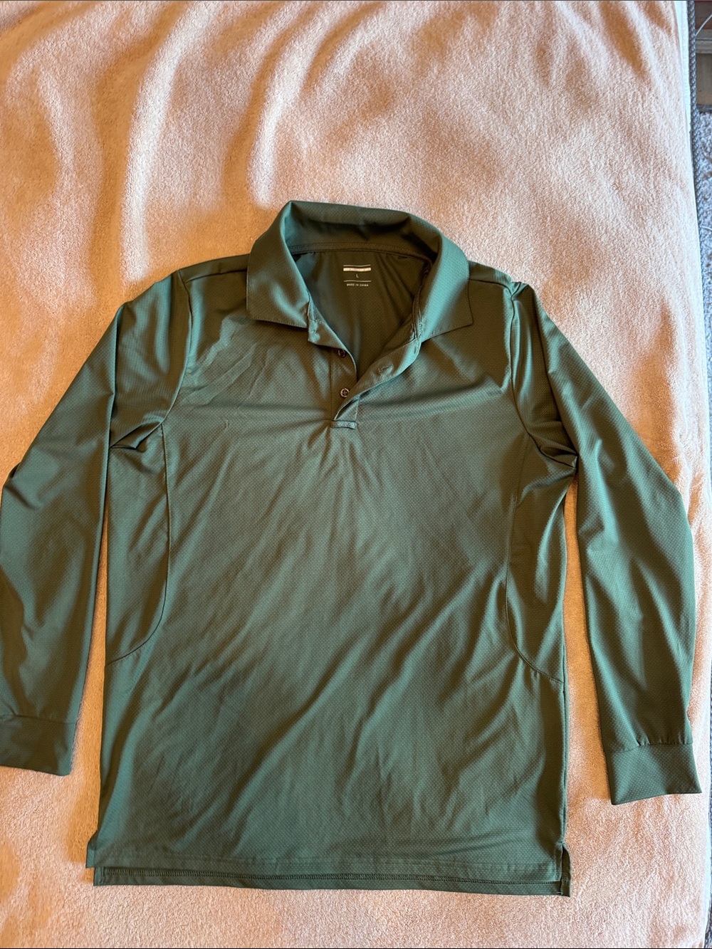 Men's Long Sleeve Polo Shirt - Green
